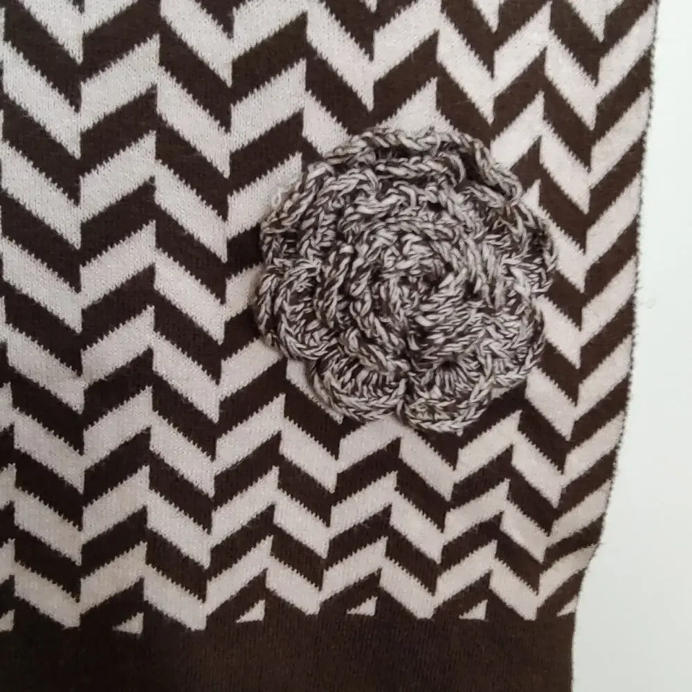 GAP Knit Brown & Cream Chevron Print Scarf